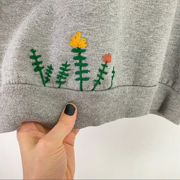 Vintage 90s Handmade Cross Stitch Nerdy Crewneck Pullover Sweatshirt Medium Gray - Picture 8 of 13